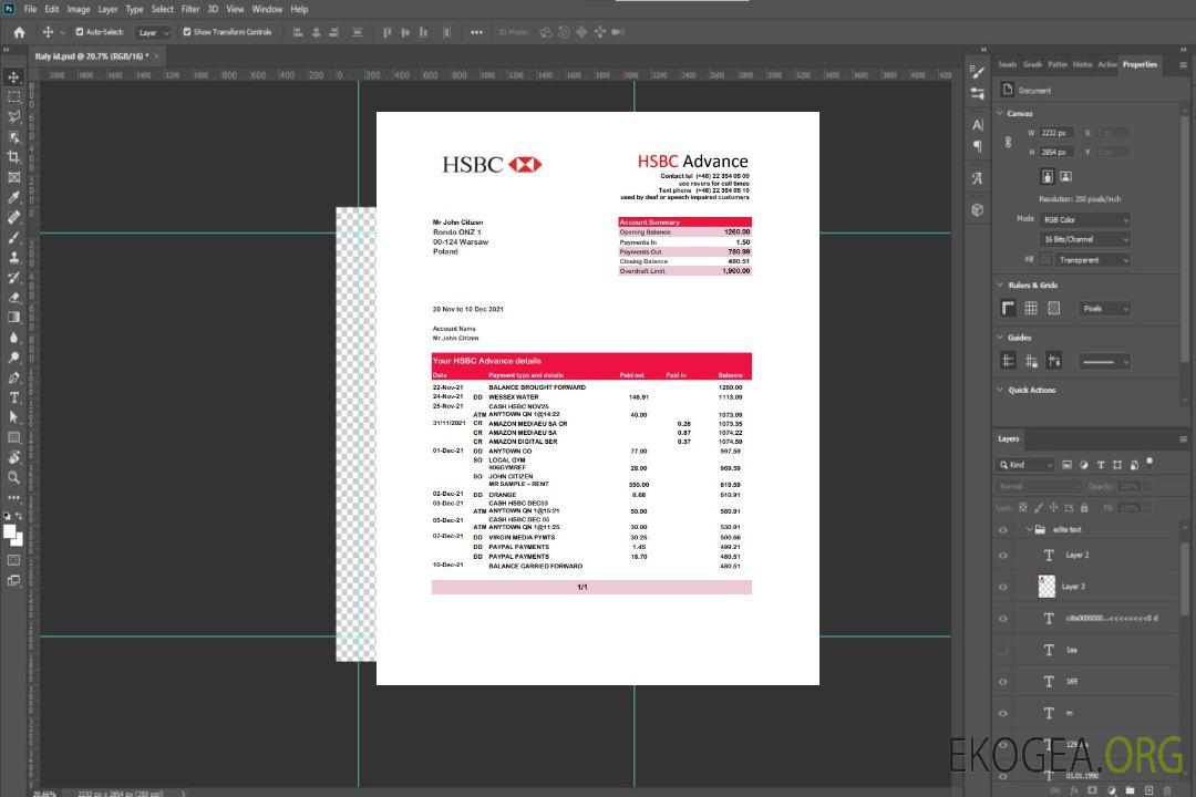 Pologne HSBC excel pdf template